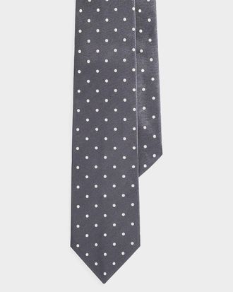 Ralph Lauren Purple Label Men & apos;s Polka Dot Woven Satin Silk Tie