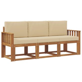 vidaXL Conjunto De Sof&aacute;s De Exterior Con Coj&iacute;n 3 Pcs Natural Y Beige Vidaxl
