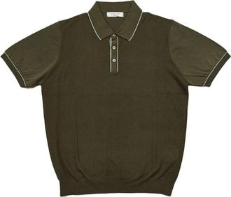 Ferrante Korte Mouw Crepe Polo Shirt - Heren - Polos - Bruin - L - Katoen - Tops