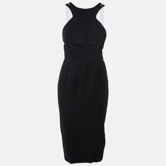 Victoria Beckham Black Crepe Contrast Strap Detail Sleeveless Dress