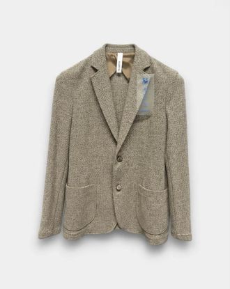 Distretto12 Distretto12, Jassen, Heren, Beige, M, Americana met gestructureerde stof