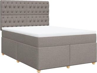 vidaXL Vidaxl - Cama Box Spring Con Colch&oacute;n Tela Gris Taupe 160x200 Cm