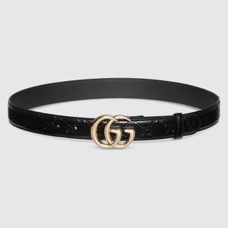 Gucci GG Marmont Thin Belt, Black, Leather