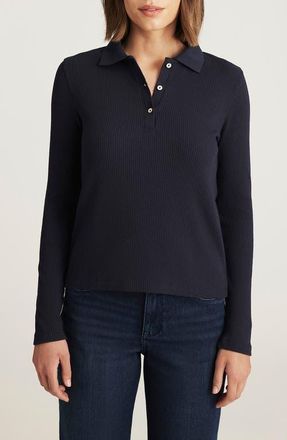 Mavi Long Sleeve Rib Polo Sweater in Navy Blazer at Nordstrom, Size X-Small