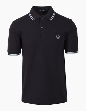 Fred Perry Mens FRED PERRY TWIN TIPPED POLO ANCHOR GREY/ECRU/BLUE - Black - Size: 40