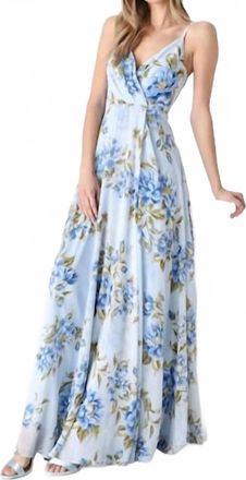 Lulus Womens Breathtaking Blossom Print Maxi Dress In Light Blue
