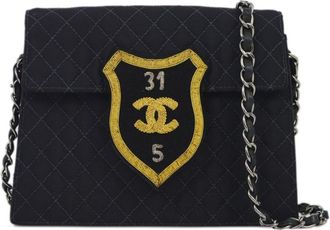 Chanel 2005 Emblem quilted shoulder bag - women - Canvas - One Size - Black