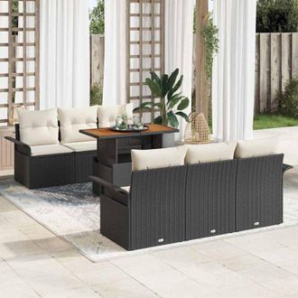 vidaXL Conjunto De Sof&aacute; De Jard&iacute;n 7 Pcs Negro Y Crema 100 X 55 X 73 Cm Vidaxl