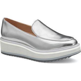 Johnston & Murphy Gracelyn Venetian Platform Loafer in Silver Italian Metallic at Nordstrom Rack, Size 7