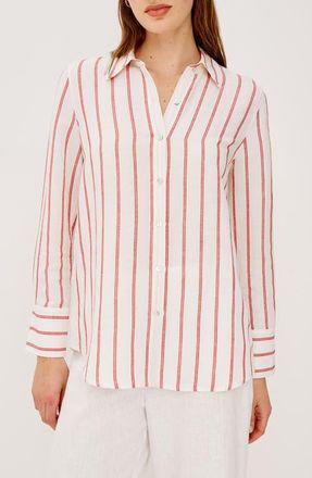 Rails Knox Linen Blend Button-Up Shirt in Scarlet Ivory Stripe at Nordstrom, Size Xx-Small