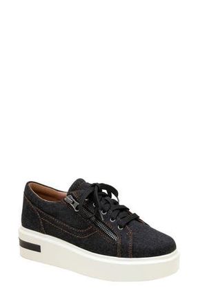 Linea Paolo Kalula Denim Zip Sneaker in Black Denim at Nordstrom Rack, Size 12