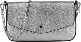 Pourchet Tassen, Dames, Grijs, ONE Size, Leer, Zilveren clutch tas - van leer