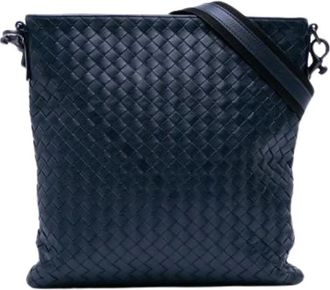 Bottega Veneta Pre-owned Cross Body Bags, female, Blue, Size: ONE SIZE Pre-owned Woven Crossbody Bag