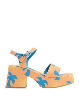 8 by YOOX PRINTED CANVAS PLATFORM SANDALS