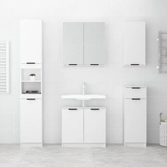 Berkfield Home Durable Bathroom Cabinet White 32x34x188.5 cm Engineered Wood
