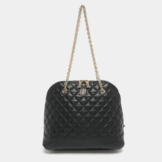 Carolina Herrera Black Quilted Leather Chain Satchel