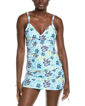 Nicole Miller 2Pc Tankini Top & Ruched Swim Skirt Set