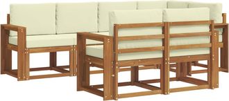 vidaXL Conjunto De Sof&aacute;s De Exterior 7 Uds. Natural Y Crema Vidaxl