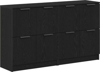 vidaXL Vidaxl - Sideboard Black oak 180 x 30 x 70 cm Engineered wood