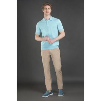 Moorer MenS Light Blue Short Sleeve Sweater, Size 50
