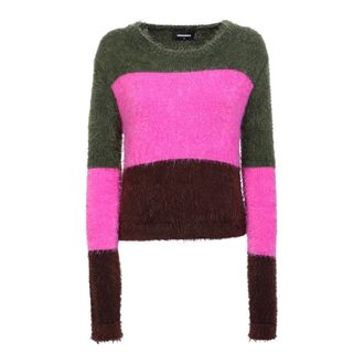 Dsquared2 Striped Brown Knitwear Jumper - female - Dsquared2 - Round-neck Knitwear - Multicolor - M - Knitwear