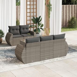vidaXL Vidaxl - Set De Muebles De Jard&iacute;n 6 Pzas Y Cojines Rat&aacute;n Sint&eacute;tico Gris