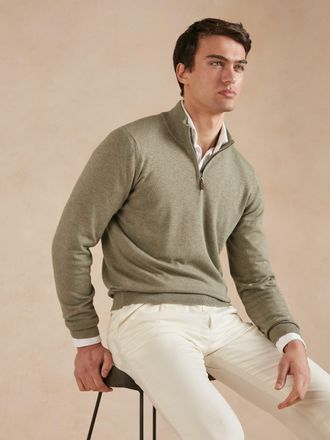 Oliver Brown Quarter-Zip Jumper - Sage Green