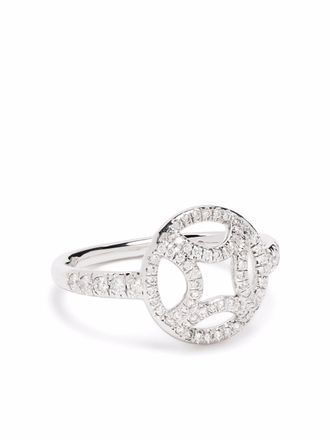 Loyal.e Paris Anello Perp&eacute;tuel.le in oro bianco 18 carati riciclato con pav&eacute; di diamanti - Argento