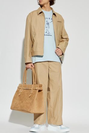 Alexander McQueen T-shirt With Logo, Mens, Light Blue