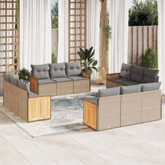vidaXL Set De Sof&aacute;s De Jard&iacute;n 12 Pzas Y Cojines Rat&aacute;n Sint&eacute;tico Marr&oacute;n Vidaxl