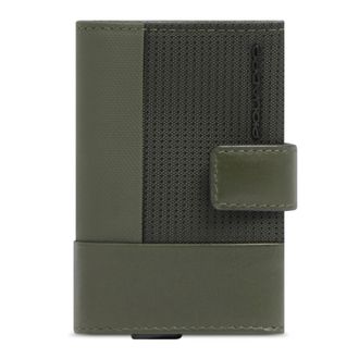 Piquadro Accessoires, Heren, Groen, ONE Size, Leer, Pop-Up Kaarthouder van Metaal en Leer met RFID-bescherming