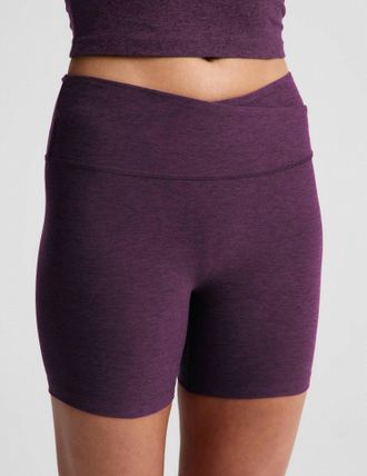Beyond Yoga Spacedye At Your Leisure 5 Biker Short In Brilliant Blackberry Heather