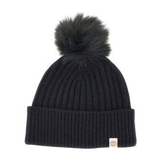 Colmar Fitness, Dames, Zwart, ONE Size, Wol, Ribbelmuts met pompon