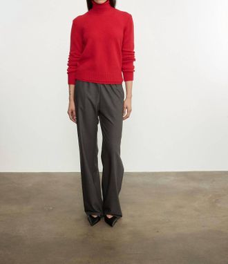 Enza Costa Cashmere Easy Long Sleeve Crew Top In Classic Red