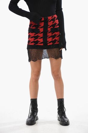 Balmain Minigonna in Tessuto Pied de Poule con Zip Balmain