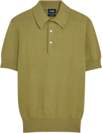 Drake's Drakes Textured Cotton-knit Polo Shirt - Khaki - Xxl