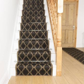 Runrug Stair Runner Carpet - Durable, Non-Slip, 7mm - Trellis in Black | Size: 66 cm x 690 cm