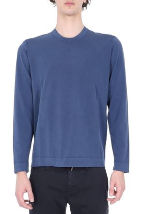 Drumohr Blue Long-Sleeve Frosted Cotton T-Shirt