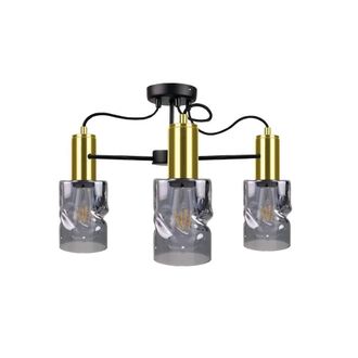 Netlighting Inger Multi Arm Semi Flush Ceiling Light Black Gold 60cm 3x E27