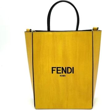 Fendi Pre-owned Tote Bags, female, Yellow, Size: ONE SIZE Pre-owned Leather fendi-bags