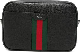 Gucci Web-stripe Pebbled-leather Messenger Bag