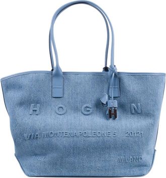 Hogan Tote Bags, female, Blue, Size: ONE SIZE Address Shopping Media Tessuto