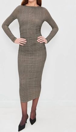 Veronica Beard Long Sleeve Charissa Midi Dress In Dark Acorn Multi