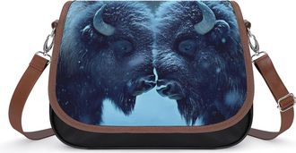 Generic Two Bisons in Snows Day Small Womens Crossbody Bags Shoulder Handbag with Adjustable Strap for Travel