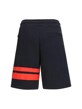 GCDS Mens Regular Logo Sweat Shorts Black-Red Cotton Bermuda Black/red