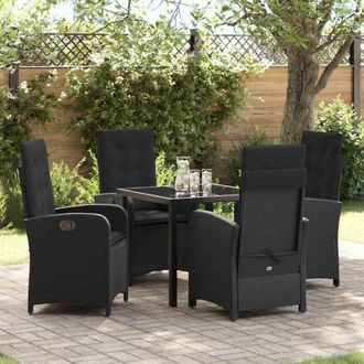 vidaXL Conjunto De Comedor De Jard&iacute;n 5 Pcs Negro Rat&aacute;n Sint&eacute;tico Vidaxl