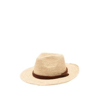 Dragon Diffusion Hats, female, Beige, Size: ONE SIZE Woven Braided-Strap Sun Hat