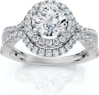 Pompeii3 1 1/10Ct Certified Diamond Halo Engagement Ring 14k Gold or Platinum Lab Grown