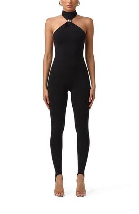 Naked Wardrobe Naked Dome Halter Jumpsuit in Black at Nordstrom, Size X-Large