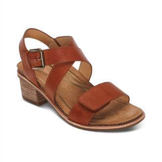 Aetrex Womens Kristin Adjustable Cross Strap Low Heel Sandals In Cognac